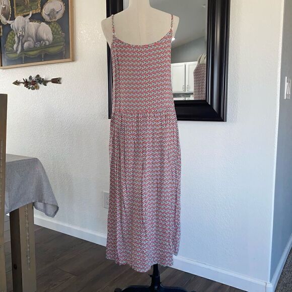 Womens Geometric Scoop Neck Sleeveless Spaghetti Strap Midi Maxi Dress Medium - Picture 4 of 7